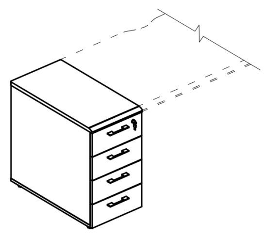 Тумба приставная 4-х ящичная с замком (1 скос) вяз либерти / мокко премиум / мокко премиум