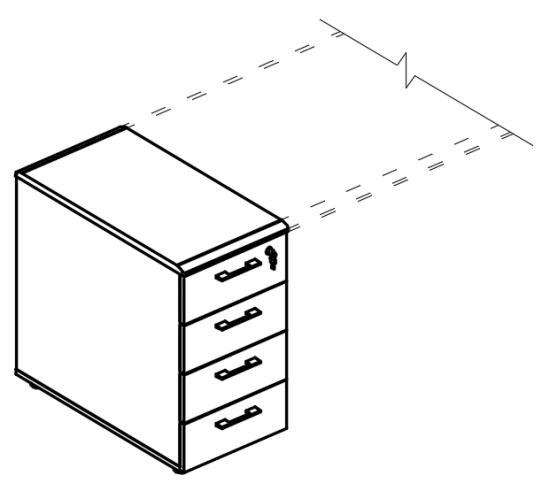 Тумба приставная 4-х ящичная с замком (2 скоса) вяз либерти / мокко премиум / мокко премиум